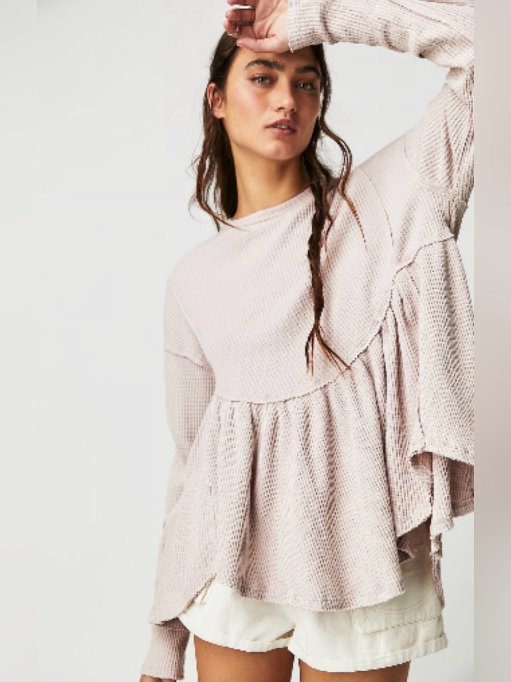 Free People Oh My Babydoll Thermal XS Rose🌹Like New🌹Sold Out Style